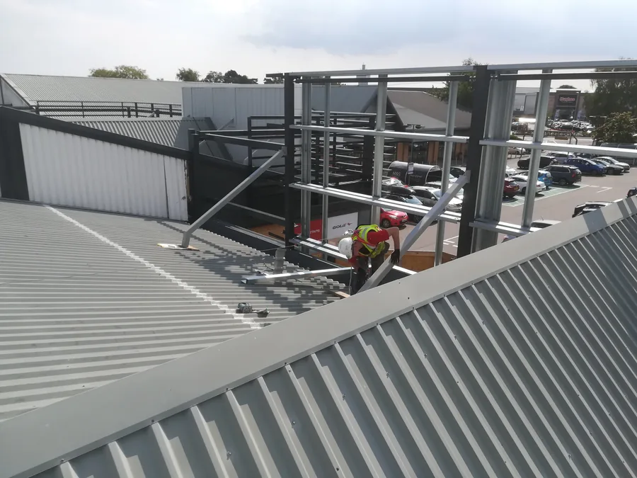 Sherwin-Williams protective coating applied to steelwork, Mountain Warehouse, Ipswich, McGregor Builders